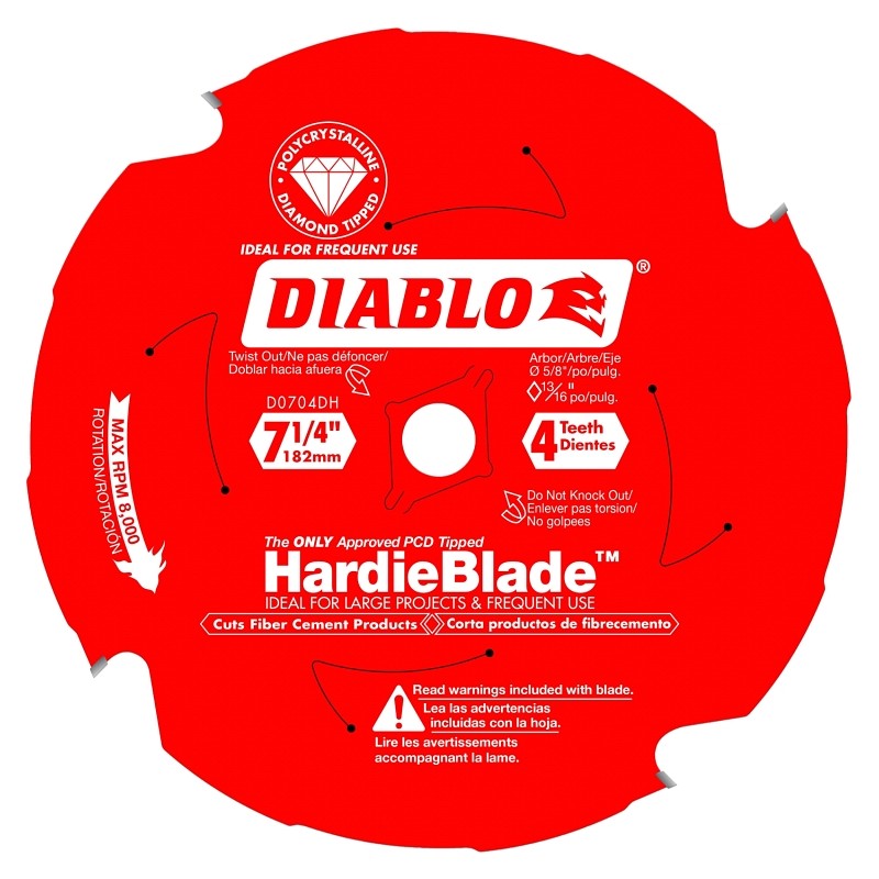 Diablo D0704DHA Circular Saw Blade, 7-1/4 in Dia, 5/8 in Arbor, 4-Teeth, Polycrystalline Cutting Edge (Pack of 5)