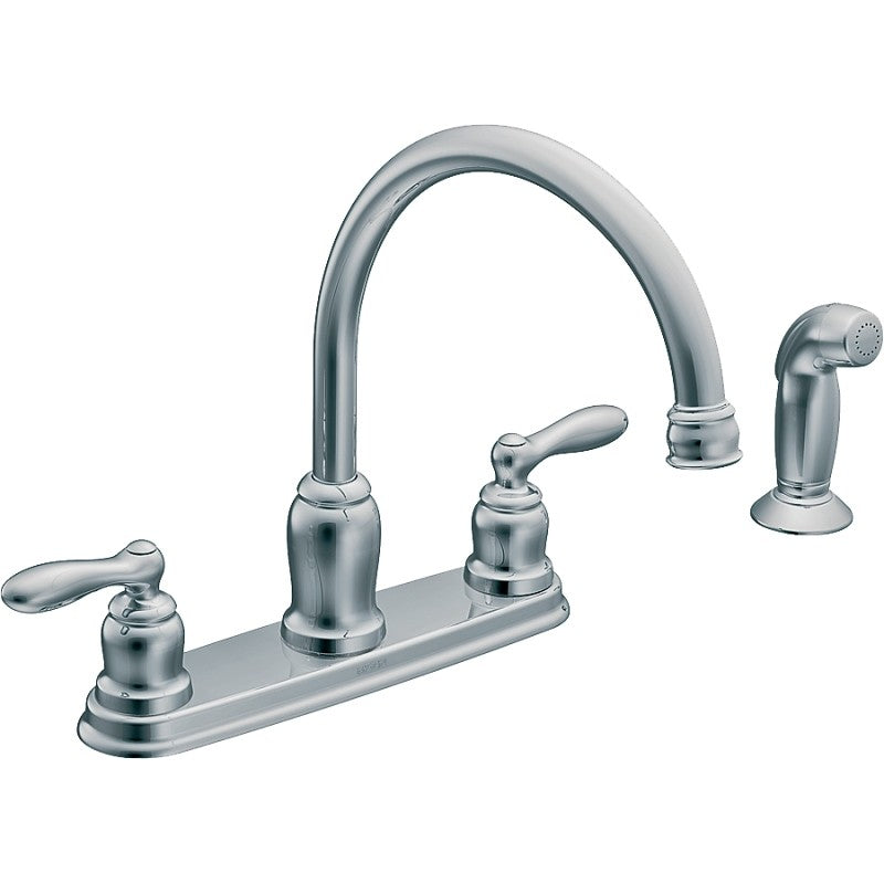 Moen Caldwell Series CA87888 Kitchen Faucet, 1.5 gpm, 2-Handle, Stainless Steel, Chrome Plated, Deck Mounting