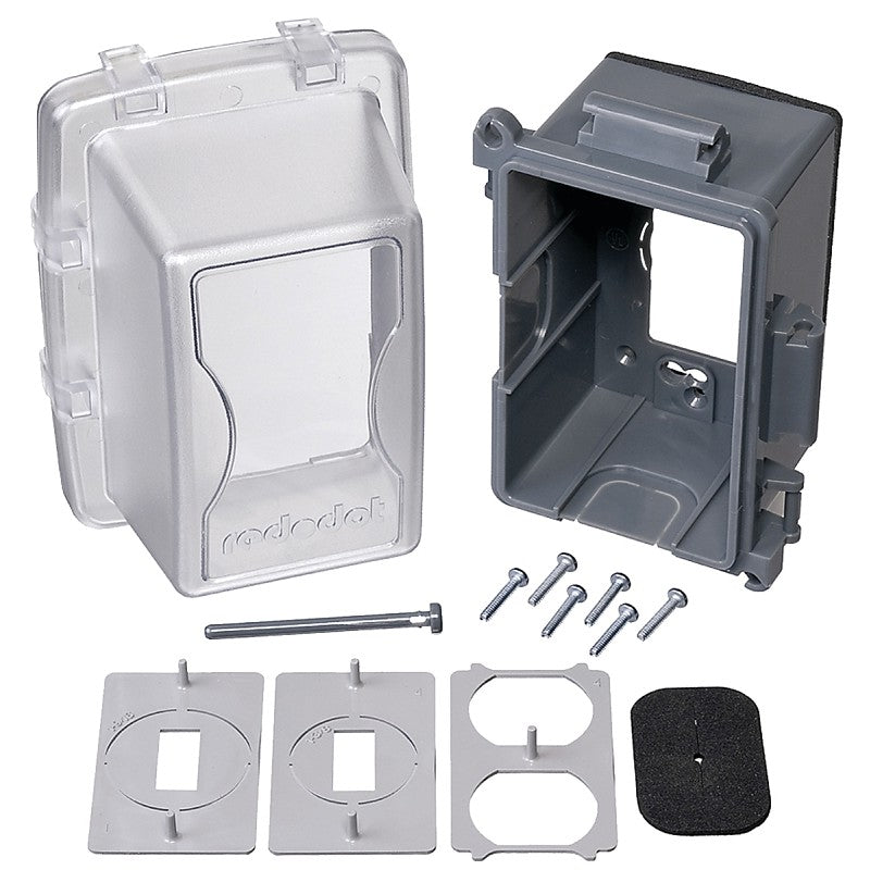 Red Dot CKPL Cover, Lockable, 6-5/32 in L, 4-11/16 in W, Rectangular, 1-Gang, Polycarbonate, Clear
