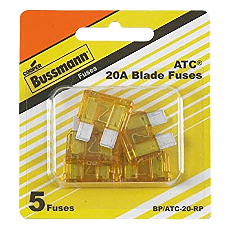 Bussmann BP/ATC-20-RP Automotive Fuse, 1 kA Interrupt, Blade Fuse, 20 A