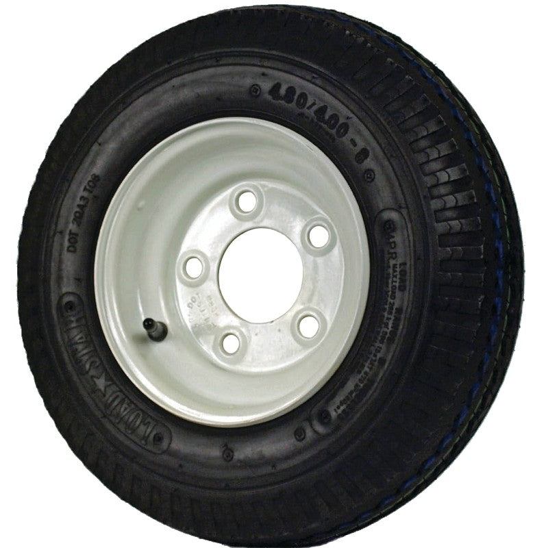 MARTIN Wheel DM408B-5I Trailer Tire Assembly, 480-8 Tire, 21 in Dia Tire, K371 Tread, Rubber Tire