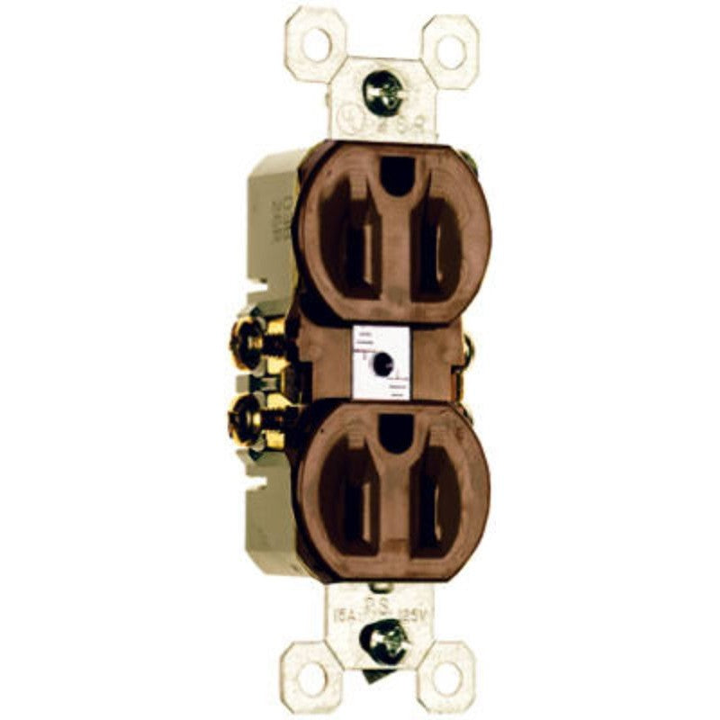 Legrand TradeMaster 3232TU Duplex Receptacle, 2 -Pole, 15 A, 125 V, NEMA: 5-15R, Brown