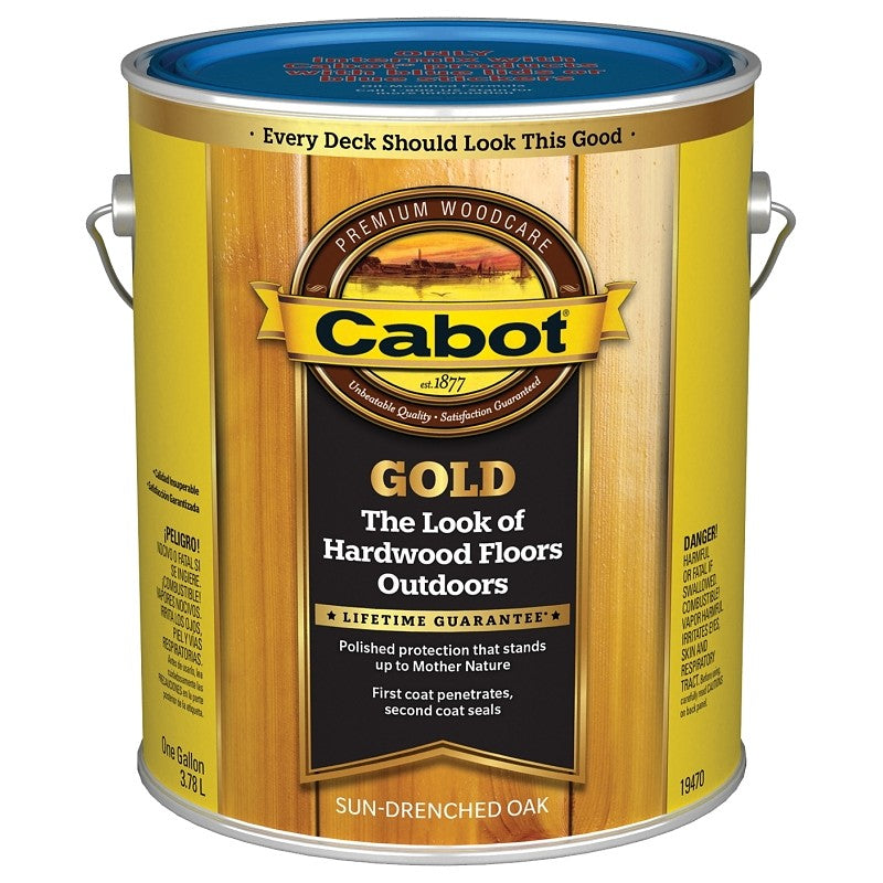 Cabot 140.0019470.007 Exterior Stain, Gold Gloss, Sun-Drenched Oak, Liquid, 1 gal, Can (Pack of 4)