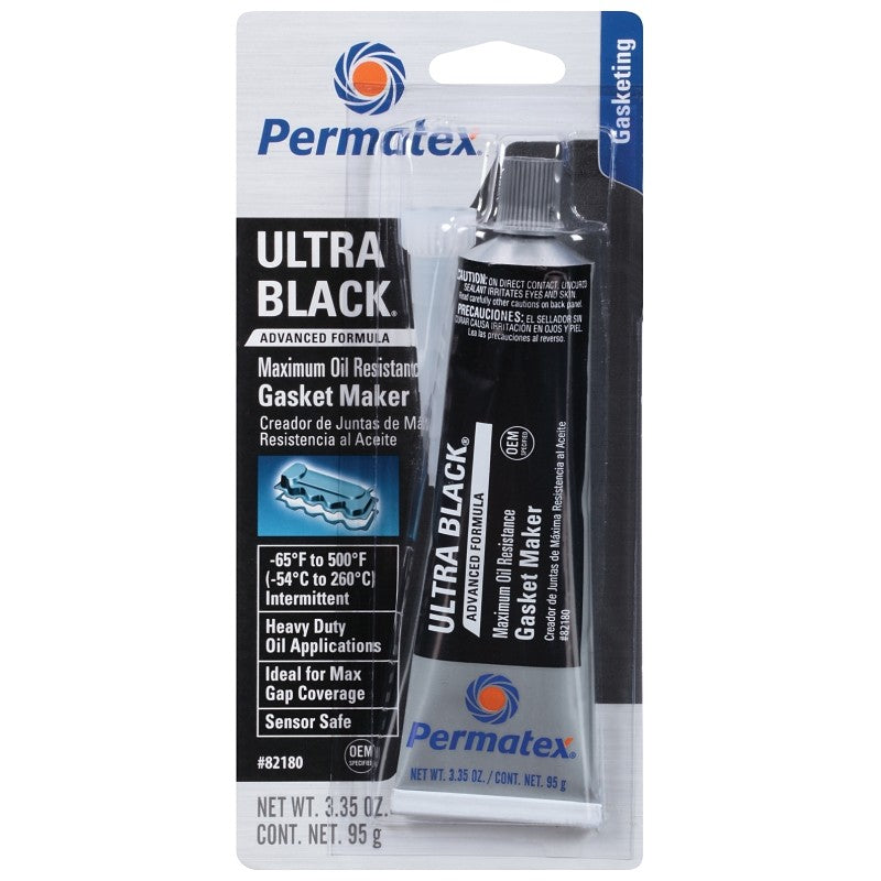 Permatex Ultra Black 82180 Gasket Maker, 3.35 oz Tube, Paste, Mild