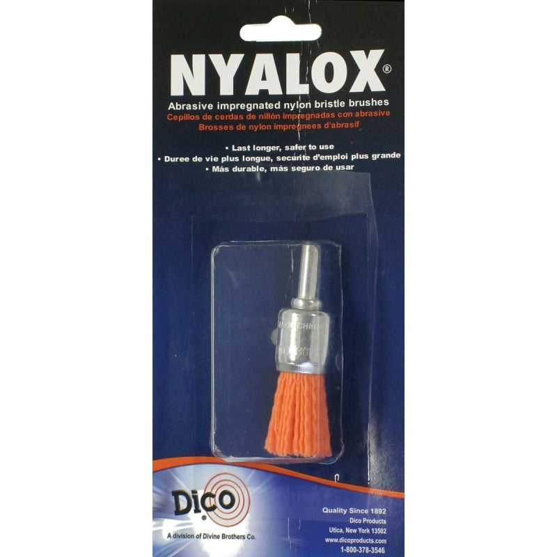 Dico 541-781-3/4 End Brush, 1/4 in Arbor/Shank, Nylon Bristle, 3/4 in Dia