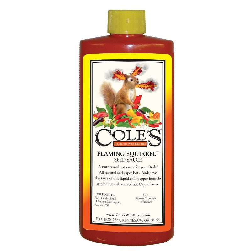 Cole's Flaming Squirrel Seed Sauce FS08 Bird Seed, Cajun Flavor, 8 oz Bottle