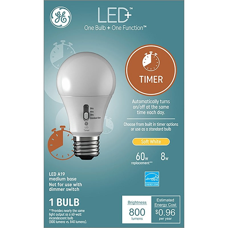 GE LED+ 93127245 Dusk To Dawn Light Bulb, General-Purpose, A19 Lamp, 60 W Equivalent, Medium (E26) Lamp Base, White