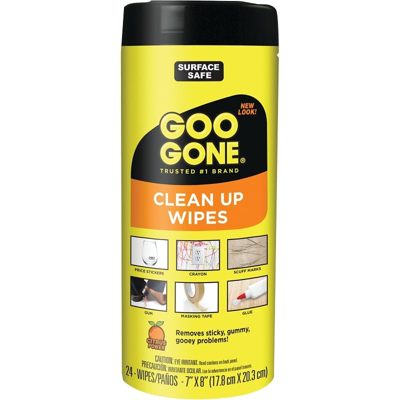 Goo Gone 2000 Cleaning Wipes, 8 in L, 7 in W, Citrus (Pack of 4)