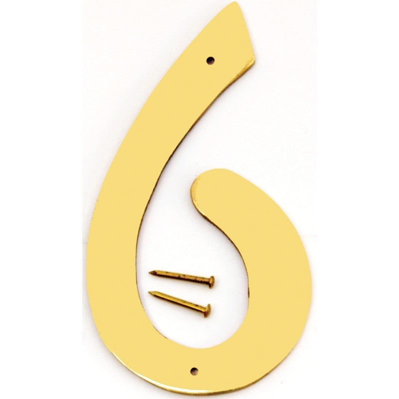 Hy-Ko BR-40/6 House Number, 3 in W x 6-3/4 in H Dimensions, Character: 6, 4 in H Character, 2-1/2 in W Character