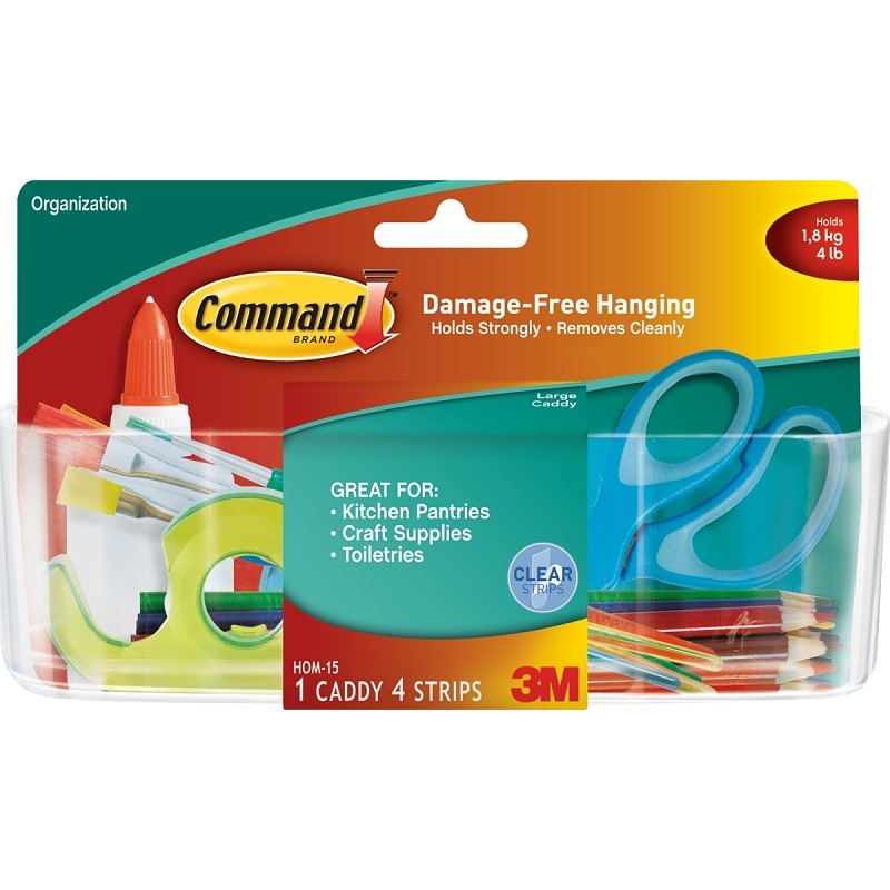 Command HOM-15 Large Caddy, 2 lb Capacity, Plastic, Clear