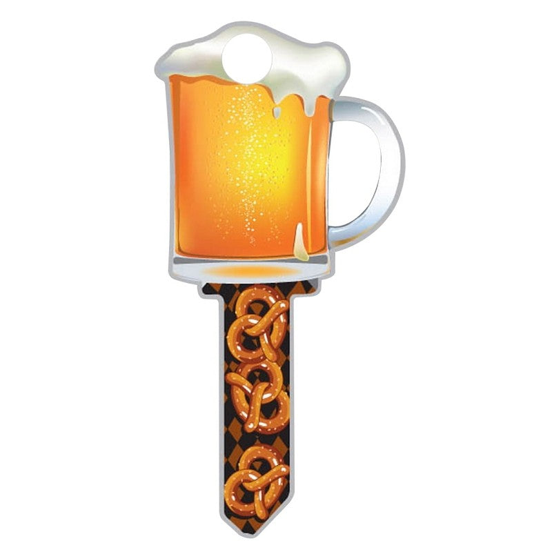 Lucky Line Key Shapes Series B110S Key Blank, Beer Mug, Brass, Enamel-Coated, For: Schlage Locks (Pack of 5)