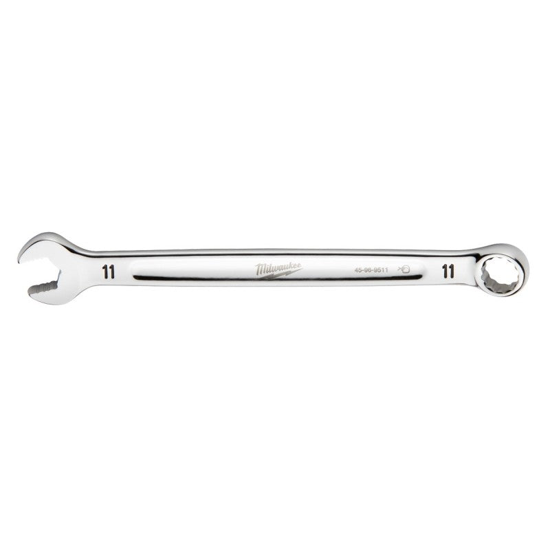 Milwaukee 45-96-9511 Combination Wrench, Metric, 11 mm Head, 6-1/2 in L, 12-Point, Steel, Chrome