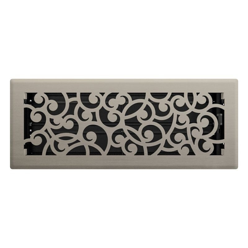 Imperial RG3361 Wonderland Design Decorative Floor Register, 12 in L, 4 in W, Steel, Brushed Nickel