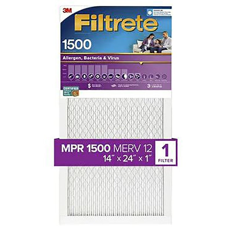 Filtrete UP23-4 Air Filter, 14 in L, 24 in W, 12 MERV, 1500 MPR (Pack of 4)