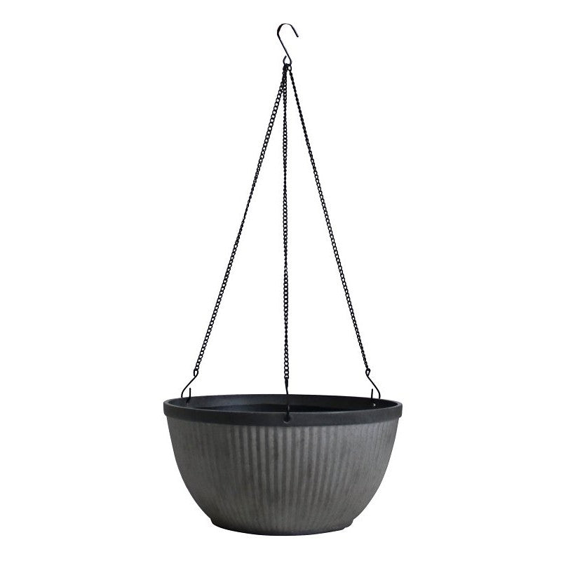 Southern Patio HDR-054801 Westlake Hanging Basket, Grooved Pattern, Resin, Rustic Galvanized