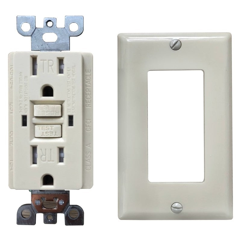 Genmax TR15VST GFCI Receptacle, 15 A, Ivory