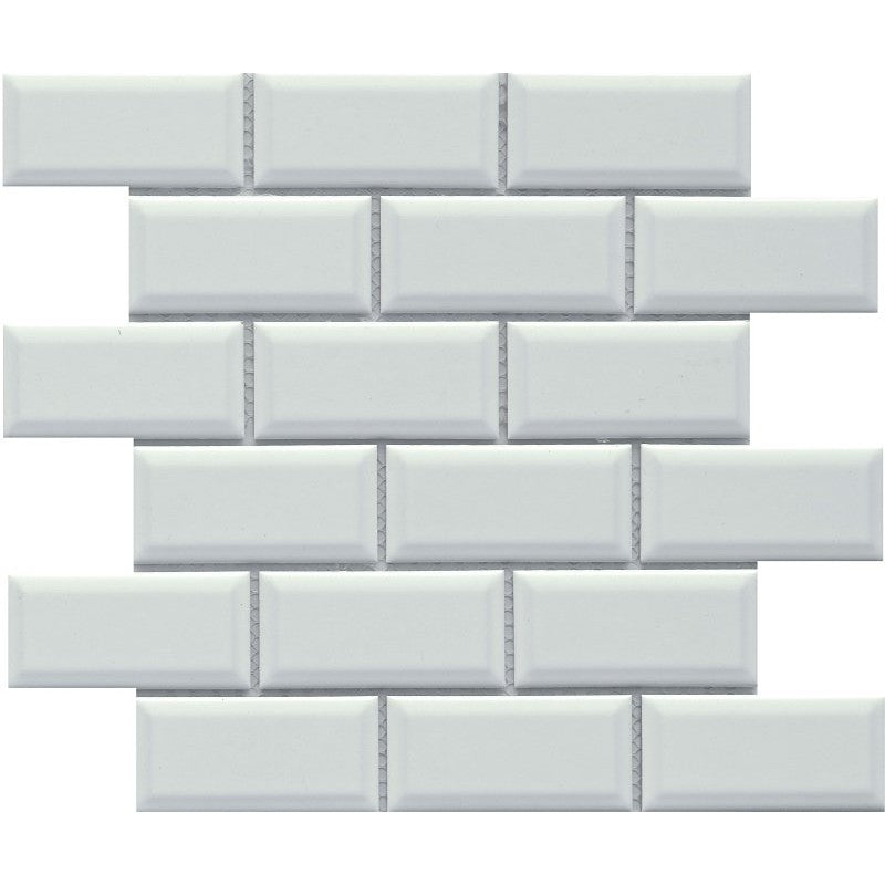 Emser Tile Reward Series F27REWAWH1112MBV Porcelain Mosaic Tile, 12 in L Tile, 11 in W Tile, Pressed Edge, Bevel Pattern