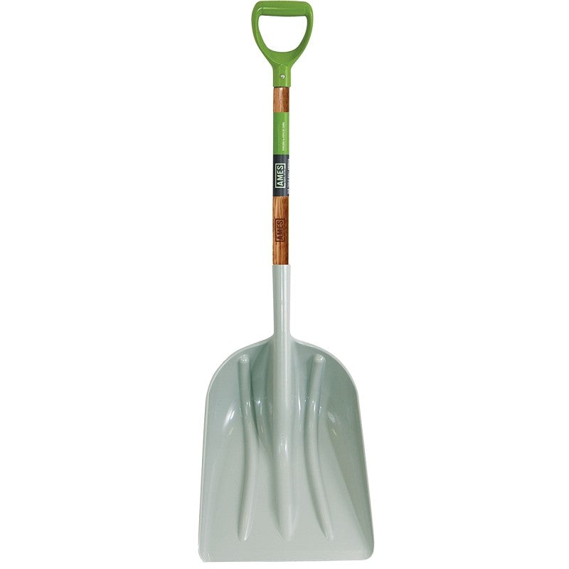 Ames 2682700 Scoop Shovel, 14 in W Blade, 18 in L Blade, ABS Blade, Northern Hardwood Handle, D-Shaped Handle
