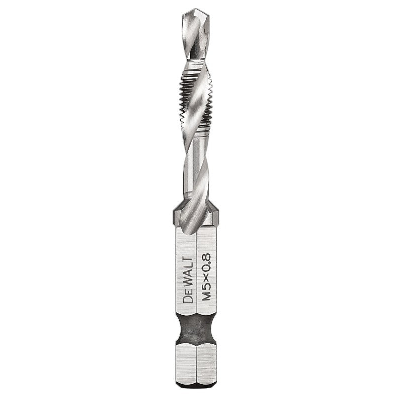 DEWALT IMPACT READY DWADTQTR5MM8 Tap and Drill Bit, 5 mm Dia, 3-Flute, Spiral Flute, HSS