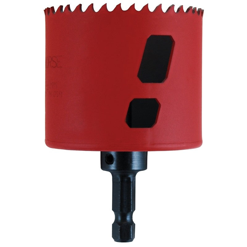 Morse MHSA38C Hole Saw, 2-3/8 in Dia, 1-15/16 in D Cutting, 3/8 in Arbor, 4/6 TPI, HSS Cutting Edge