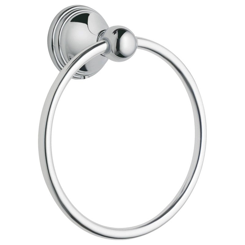 Moen Preston Series DN8486CH Towel Ring, 6-1/4 in Dia Ring, 22 lb, Brass/Zinc, Polished Chrome, Screw Mounting