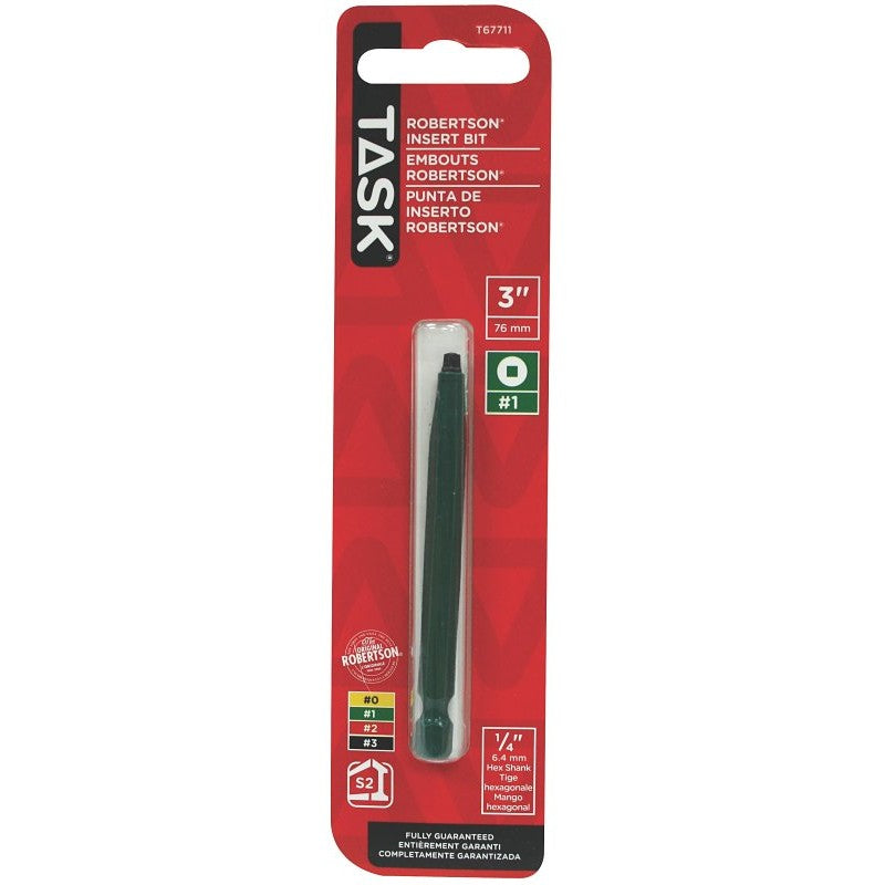 Task T67711 Screwdriver Bit, #1 Drive, 3 in L, Steel