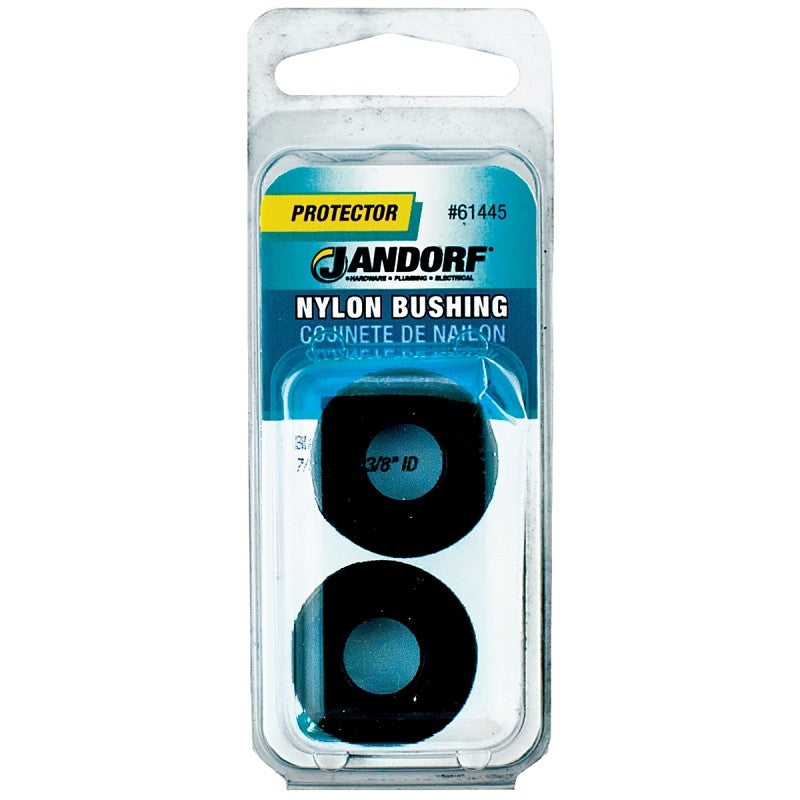 Jandorf 61445 Conduit Bushing, Nylon, Black, 3/8 in Dia Panel Hole, 0.406 in Thick Panel