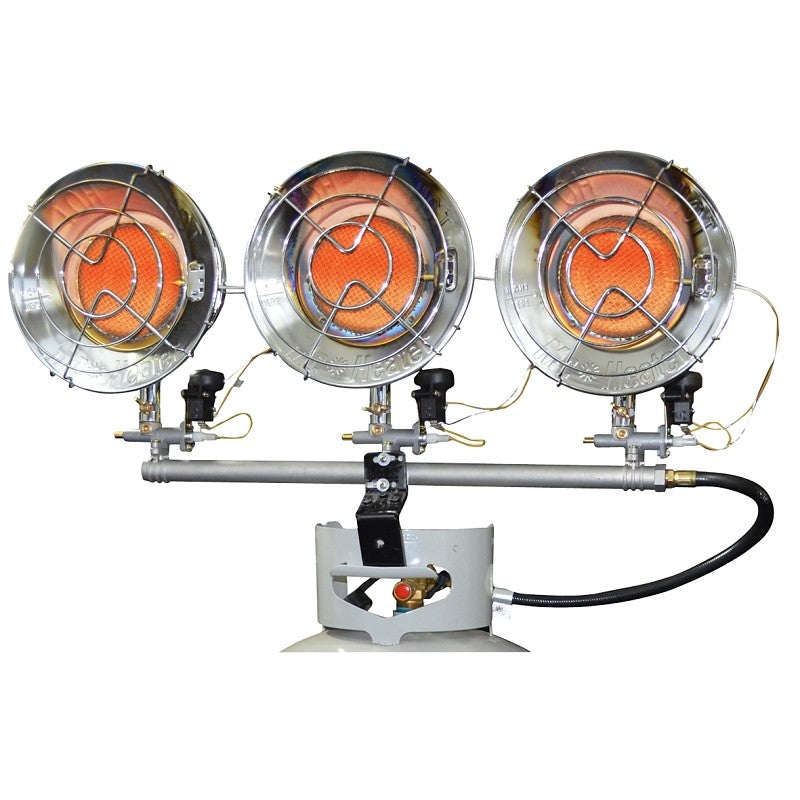 Mr. Heater F242915/F273900 Triple Tank Top Heater, 20 lb Fuel Tank, Propane, 10000 to 45000 Btu, Silver