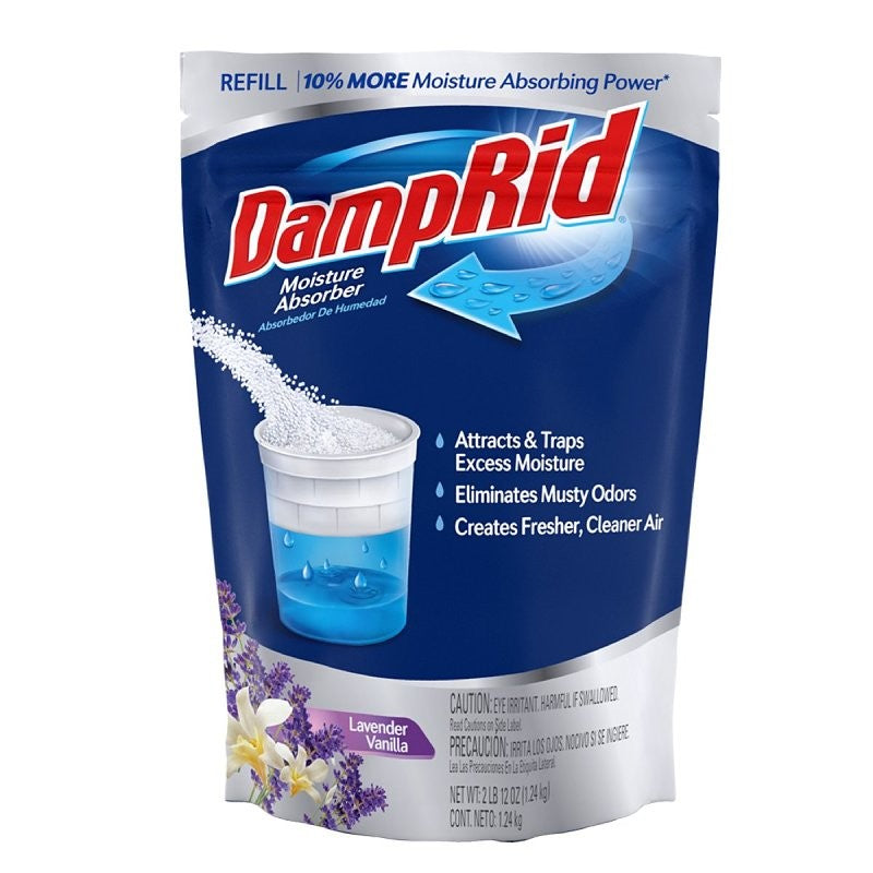 DampRid FG30LVSB Moisture Absorber Refill, 44 oz, Bag, Solid, Lavender Vanilla (Pack of 3)