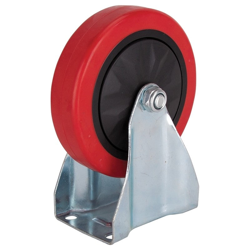 ProSource JC-382-G Rigid Caster, 5 in Dia Wheel, 30 mm W Wheel, PU Wheel, Red, 275 lb, Steel Housing Material