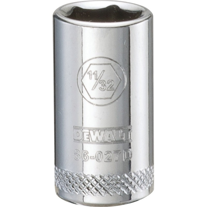 DEWALT DWMT86027OSP Hand Socket, 11/32 in Socket, 1/4 in Drive, 6-Point, Vanadium Steel, Polished Chrome