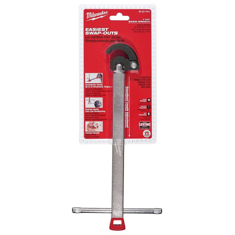 Milwaukee 48-22-7001 Basin Wrench, Ergonomic Handle, Metal