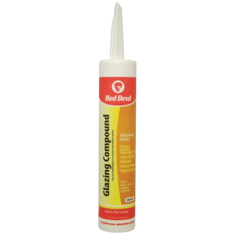 Red Devil 0666 Glazing Compound, Paste, Mild Acrylic, White, 10.1 oz Cartridge (Pack of 12)