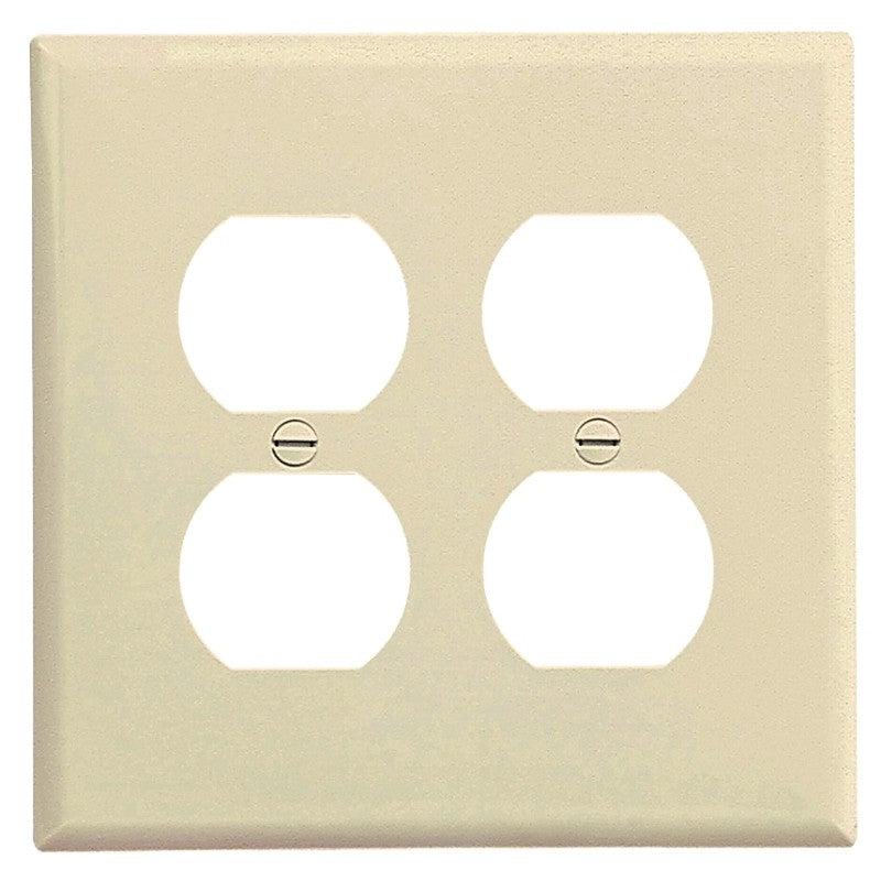 Eaton Wiring Devices PJ82LA Receptacle Wallplate, 4.88 in L, 3.13 in W, Mid, 2 -Gang, Polycarbonate, Light Almond