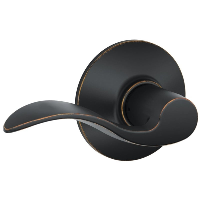 Schlage Accent Series F10ACC716 Passage Lever, Mechanical Lock, Residential, Aged Bronze, Metal, 2 Grade