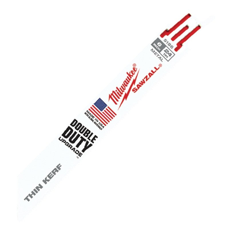 Milwaukee 48-00-5186 Reciprocating Saw Blade, 3/4 in W, 6 in L, 24 TPI