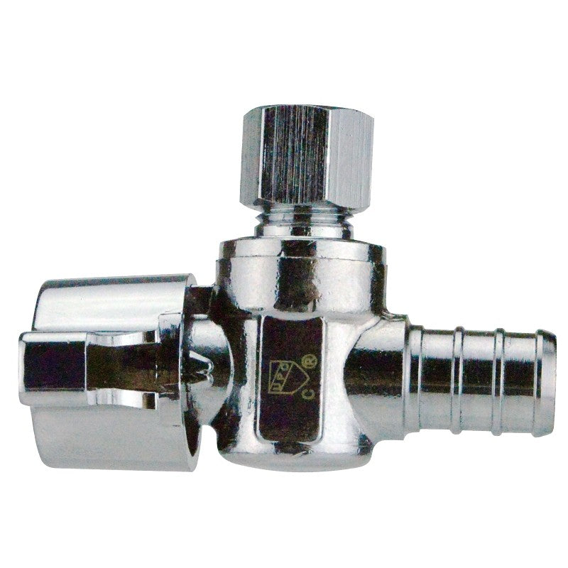 Apollo Valves APXVA1214C Angle Stop Valve, 1/2 x 1/4 in Connection, Barb x Compression, 200 psi Pressure, Brass Body