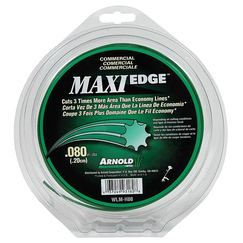 Arnold Maxi Edge Series WLM-H80 Trimmer Line, 0.080 in Dia, 140 ft L, Polymer, Green