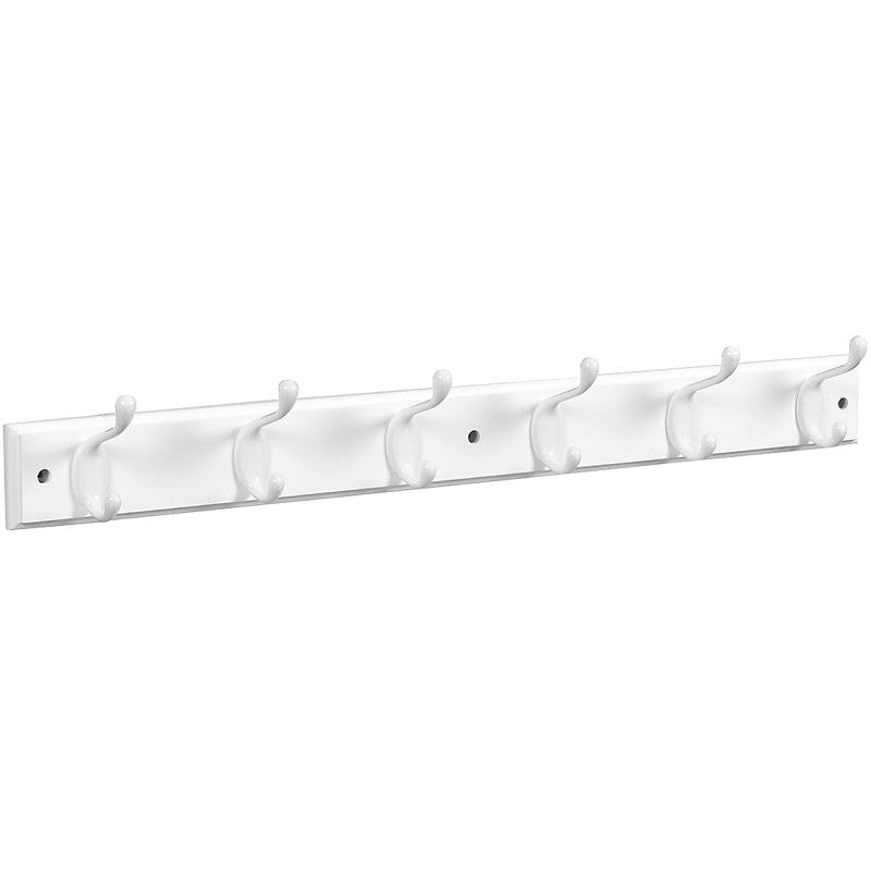 National Hardware B8170 S827-071 Series Hook Rail, Wall Mounting, 27 in L x 0.6 in W x 2.75 in H Dimensions, White, Wood