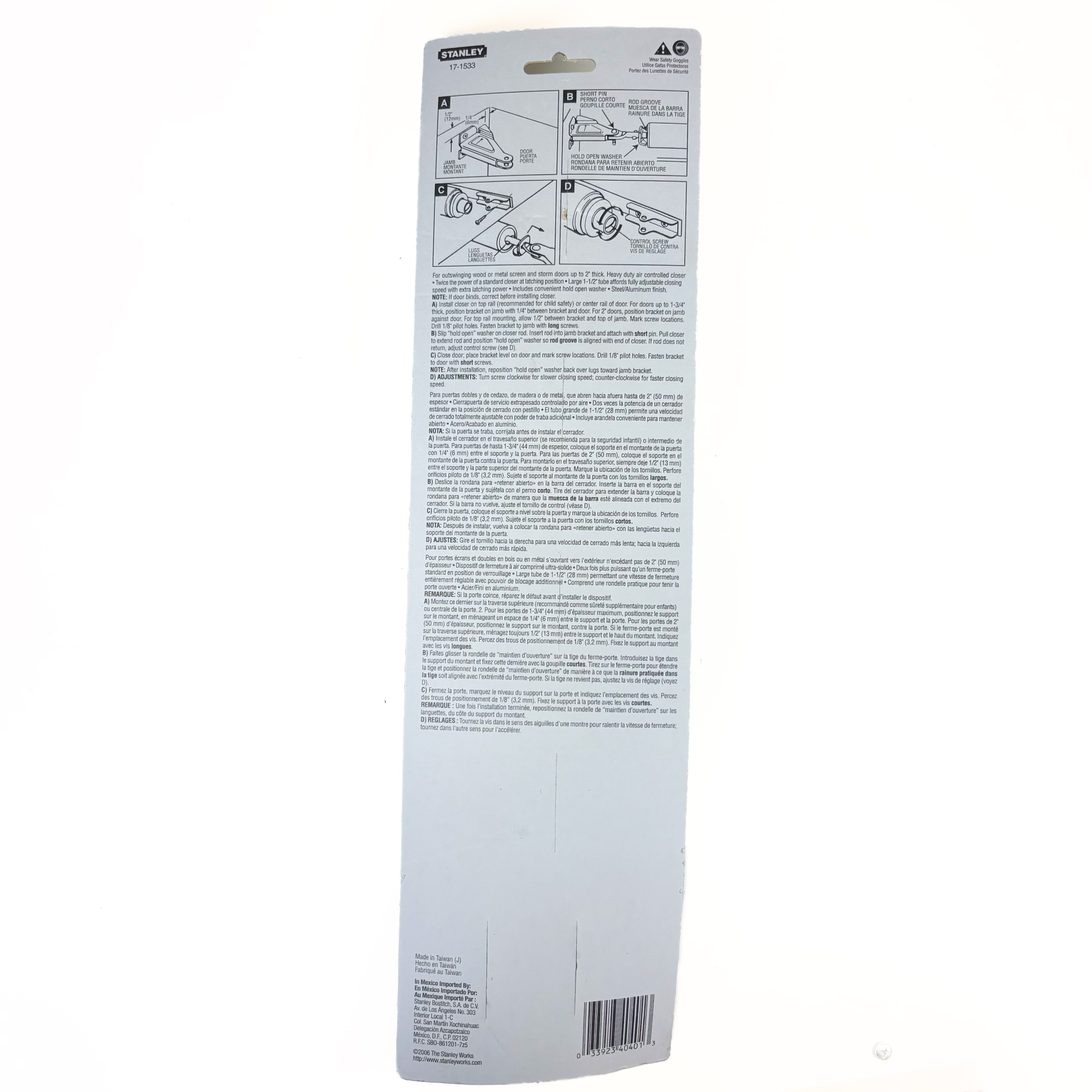 Heavy Duty Storm Door Closer Aluminum (POS)
