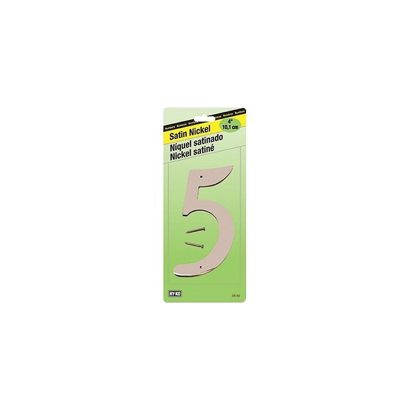 HY-KO SN-40/5 House Number, Character: 5, 4 in H Character, Nickel Character, Zinc (Pack of 10)