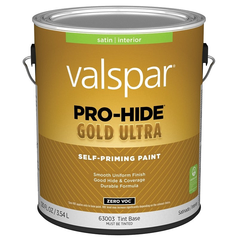 Valspar Pro-Hide Gold Ultra 6300 028.0063003.007 Latex Paint, Acrylic Base, Satin, Tint White, 1 gal (Pack of 4)