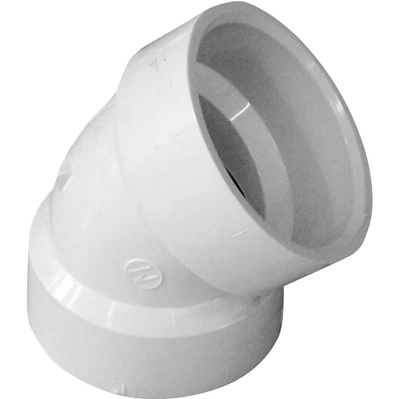 IPEX 192521P/05885H Short Radius DWV Elbow, 1-1/2 in, Hub, 45 deg Angle, PVC, SCH 40 Schedule