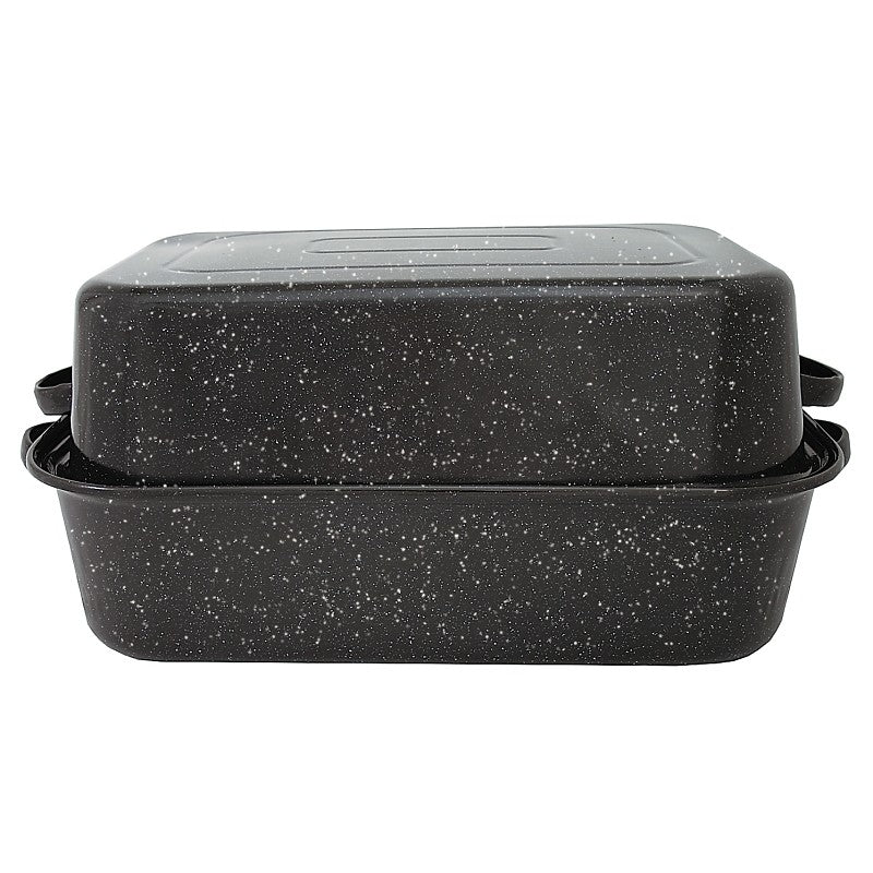Granite Ware F0511-3 Roaster, 25 lb Capacity, Porcelain/Steel, Black, Dark Enamel, 21-1/4 in L, 14 in W, 8-1/2 in H (Pack of 3)