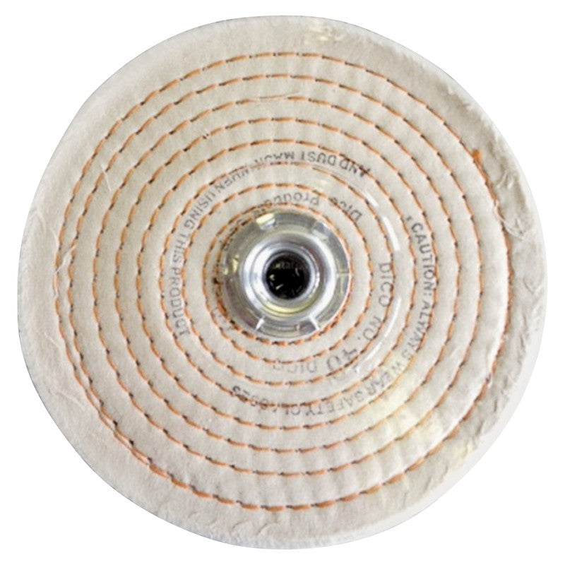 Dico 527-40-6 Buffing Wheel, 6 in Dia, 1/2 in Thick, Spiral Sewn Cotton