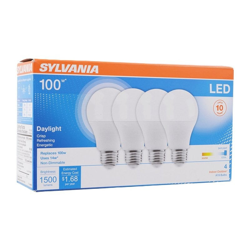 Sylvania 78103 LED Bulb, General Purpose, A19 Lamp, 100 W Equivalent, E26 Lamp Base, Frosted, Daylight Light