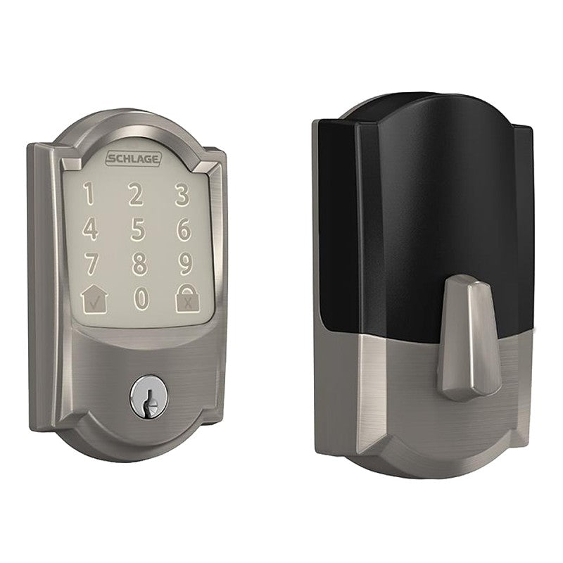 Schlage BE489WBV CAM 619 Electronic Deadbolt, 100 Number of User Codes, 1 in Projection, Satin Nickel, Residential, Yes