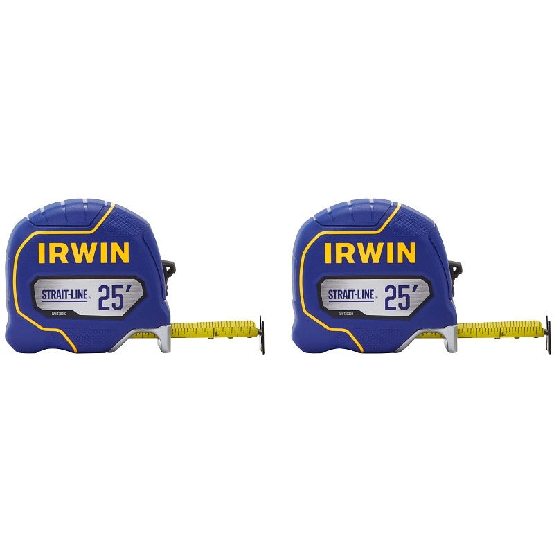 Irwin Strait-Line IWHT39396S Tape Measure, Double-Sided Blade, 25 ft L Blade, 1-1/4 in W Blade, 2/PK