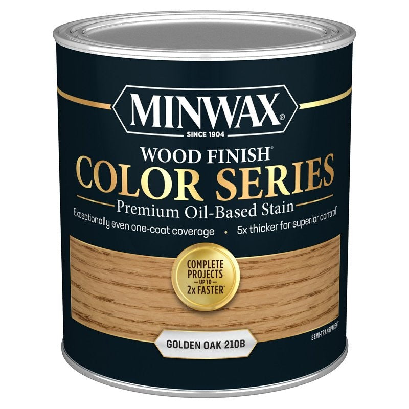 Minwax Wood Finish Color Series 800001000 Interior Wood Stain, Semi-Transparent, Golden Oak, Liquid, 1 qt