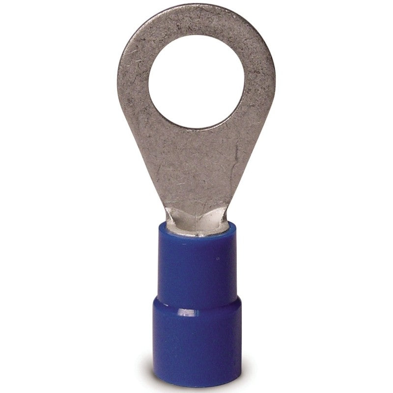 Gardner Bender 20-104 Ring Terminal, 600 V, 16 to 14 AWG Wire, #8 to 10 Stud, Vinyl Insulation, Blue, 1 in L Dimensions